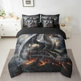thumbnail image 2 of Manfei Wild Dragon Bedding Queen Size,Jungle Animal Comforter Sets with Sheets,Black Orange Bedding Sets Queen Size For Boys,Microfiber Bedroom Decor Reversible,7pcs, 2 of 7