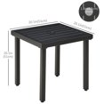 thumbnail image 2 of Table d'Appoint Extérieur Noir avec Trou pour Parasol, Table d'Extrémité de Patio en Acier Résistant aux Intempéries pour Jardin, Balcon et Zone de Piscine, Petite Table Basse 20,1 Pouces x 20,1 Pouces x 20,1 Pouces avec Pieds Ajustables, 2 of 7