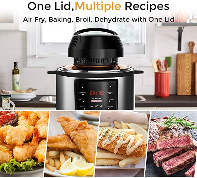 Included Accessories Rozmoz 7 In 1 Air Fryer Lid for Pressure Cooker Air Fryer Lid for Instant Pot 6 / 8 Quart 95% Less Oil ETL Protection Turn Electric Pressure Cooker into Air Fryer 