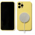 thumbnail image 3 of AslabCrew iPhone 12 Cas de Protection Complète Silicone Liquide Couleur Unie Anti-Rayures Résistant TPU IBAOLE Couverture de Téléphone Intelligent 6,1 Pouces, Heather RoseYellow12 (6,1 Pouces), 3 of 6