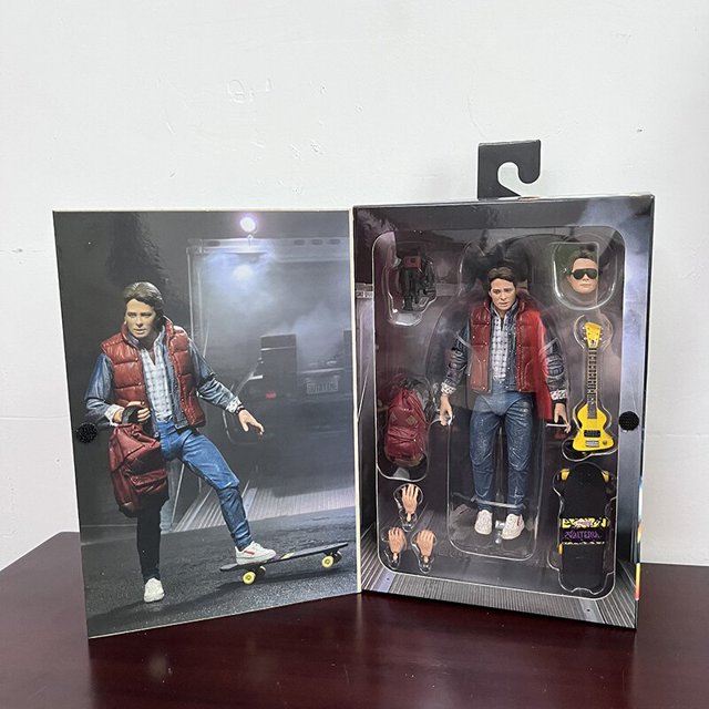 Figura de acción Original de NECA Regreso al futuro Doc Brown Marty 1985 McFly Griff Tannen Doc Brown Hazvirus juguetes de modelos templados Parte II zhangmengya LED