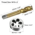 thumbnail image 2 of Uxcell M16 x 2 Titanium Plated Spiral Flute Thread Tap Round Die Tap and Die Set, 2 of 6