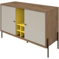 thumbnail image 1 of Manhattan Comfort Joy Wine Rack Serveur en Jaune et Blanc Cassé, 1 of 11