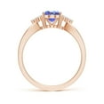 thumbnail image 2 of ANGARA Natural Oval 1.25 ct Tanzanite Split Shank Ring with Trio Diamonds in 14K Rose Gold for Women (Size-8x6mm) | December Birthstone, Anniversary, Jewelry Gift for Women | Natural Tanzanite Ring, 2 of 9