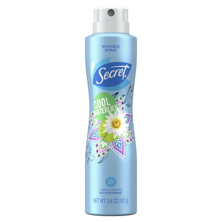 Anti Viral Spray - Secret Invisible Spray Antiperspirant and Deodorant for women, Cool Waterlily, 3.8 oz