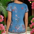 thumbnail image 4 of Tops sin Mangas de las Mujeres Reunidos Cuello Redondo Impreso de Gasa para el Uso Casual, las Fiestas Y la Moda Cotidiana, 4 of 7