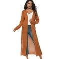thumbnail image 4 of Women Light Cover Up Sweaters Calf Length Long Sleeve Side Slited Summer Cardigan S-2XL, 4 of 9