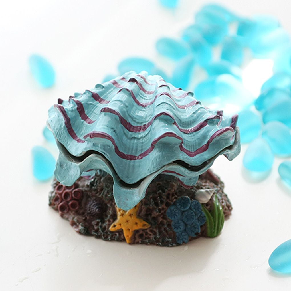 braveheart Decoration Aquarium Fish Tank Air Bubble Scallop Resin