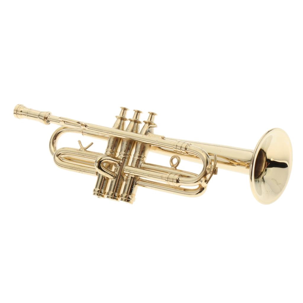 Mini Golden Trumpet, 1:6 Musical Instrument Model - Stunning Details, for Hot