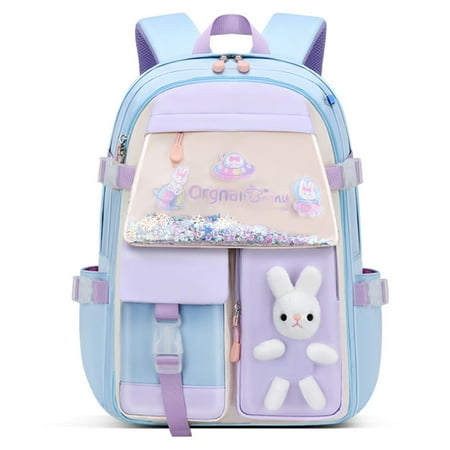 

Cute Backpack with Rabbit Doll with Inner Compartments and Adjusting Buckle School Supplies for Boys Girls Blue S