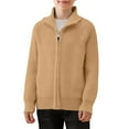 thumbnail image 3 of AHTJRT Full Zip Cardigans for Boys Girls Mock Neck Textured Knit Windproof Coats Stretch Casual Warm Fall Spring Sweaters Khaki 10-11 Years, 3 of 10