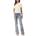 thumbnail image 2 of INSPIRE CHIC Button Down Shirt for Women's Short Sleeve Collared Neck Dressy Casual Work Tops XL Beige, 2 of 5