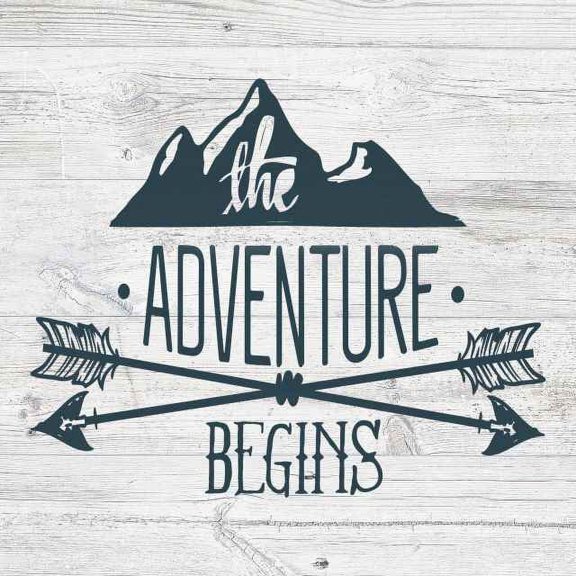 The Adventure Begins Rustic Looking Camping Outdoors Wood Sign Wall Décor 8 x 8 Wood Sign B3-08080062058