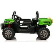 Funride 4WD 24 Volt Ride on Toys with Remote Control, 2 Seater Power Car Wheels UTV Toys, Ride on Truck Car w/ Electric Dump Bed, Shovel, Bluetooth Music