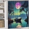 thumbnail image 4 of Fantasy Ship Print Shower Curtain Set 4-Set Magical Night Scene Moonlight Bathroom Decor Set U-Mat ,Toilet Cover Mat ,Includes Floor Mat ,Shower Curtain with 12 Hooks,72inx72in, 4 of 7