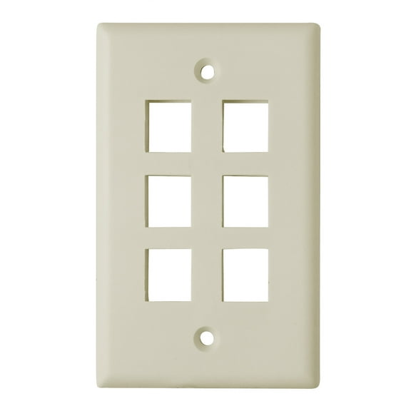 Skywalker SKY05226A Keystone Wall Plate for 6 Jacks (Light Almond)