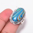 thumbnail image 5 of Blue Rainbow Calsilica 925 Sterling Silver Ring, 25X13 mm Oval Gemstone Ring, Blue Ring, Christmas Gift, Unique Jewelry Ring, Adjustable Ring V12898R2, 5 of 9