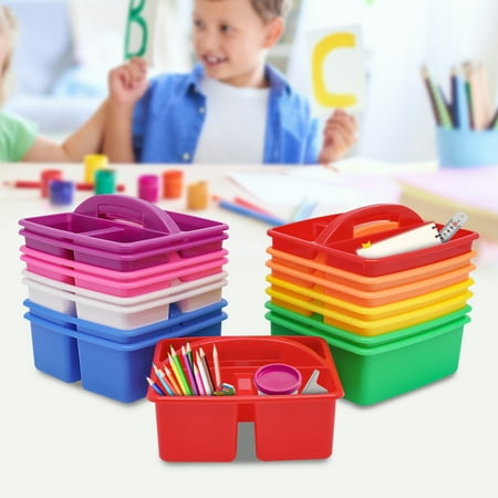 

YIYIBYUS 16Pcs Classroom Caddy Organizer with Handle Colorful Toy Storage Box Classroom Supplies Caddies Stackable