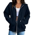 thumbnail image 2 of Pxxlle Hoodies for Women Zip Up Long Sleeve Hooded Jacket Casual Solid Color Drop Shoulder Hoodie Sweatshirt with Pockets S, 2 of 9