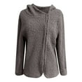 thumbnail image 4 of Breezora Women's Casual Hooded Zip Up Jacket Lightweight Faux Sherpa Fall Spring Thin Coat XL Size Grey, 4 of 4