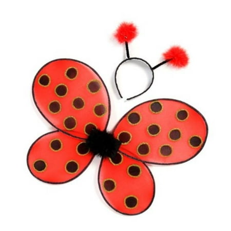 Great Pretenders Ladybug Wings with Headband, Red/Black (One