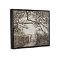 thumbnail image 3 of Nature Waterfront Path Bridge Landscape Painting Jet Black Framed Art Print Wall Art, 3 of 6