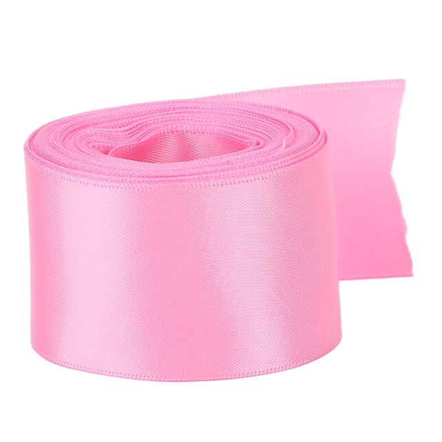 Rollo de cinta de raso de doble cara, 5 m/16,4 pies de largo, 38 mm/1,5 pulgadas de ancho, cinta de papel de regalo de poliéster para manualidades, adornos para el cabello, color rojo rosa