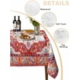 thumbnail image 2 of Orange Red Boho Table Cloth, Vintage Flower Tribal Distressed Printed Waterproof Tablecloth for Rectangle Tables, Reusable Washable Fabric Table Cover for Restaurant Kitchen Dining Tables 52"x70", 2 of 6