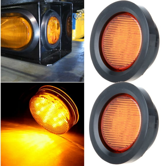 Scitoo Pack of 2 Amber 2.5" Round Truck Trailer Clearance Marker Led Round Side Marker Light Flush Mount