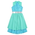 thumbnail image 6 of Alvivi Girls Sleeveless Lyrical Praise Dance Dress Chiffon Dancing Skirt Liturgical Worship Mint Green&Blue 8, 6 of 7