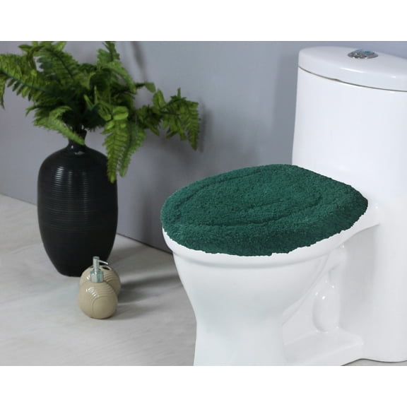 Home Weavers Classy Bathmat Collection 100% Cotton Tufted Bath Rug, Extra Soft and Absorbent Bath Rugs, Machine Wash, bath rug for Bathroom, 18"x18" Lid Cover, Bottle Green