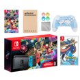 thumbnail image 1 of Nintendo Switch Mario Kart 8 Deluxe Bundle: Red/Blue Console, Mario Kart 8 & Membership, Pokemon Sword, Mytrix Wireless Pro Controller Blue Bamboo and Accessories, 1 of 5