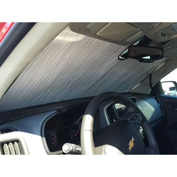 HeatShield, The Original Windshield Sun Shade, Custom-Fit for GMC Canyon Truck (Extended Cab) w/o Sensor 2015, 2016, 2017, 2018, 2019, 2020, 2021, Silver Series