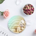 thumbnail image 4 of POGLIP Étoile de Mer Coquillage Thème Plage Ensemble de 4 sous-Verres Ronds pour Boissons, sous-Verres en Céramique Absorbants avec Base en Liège pour Décoration de Table Basse de Cuisine Maison, 4 of 5
