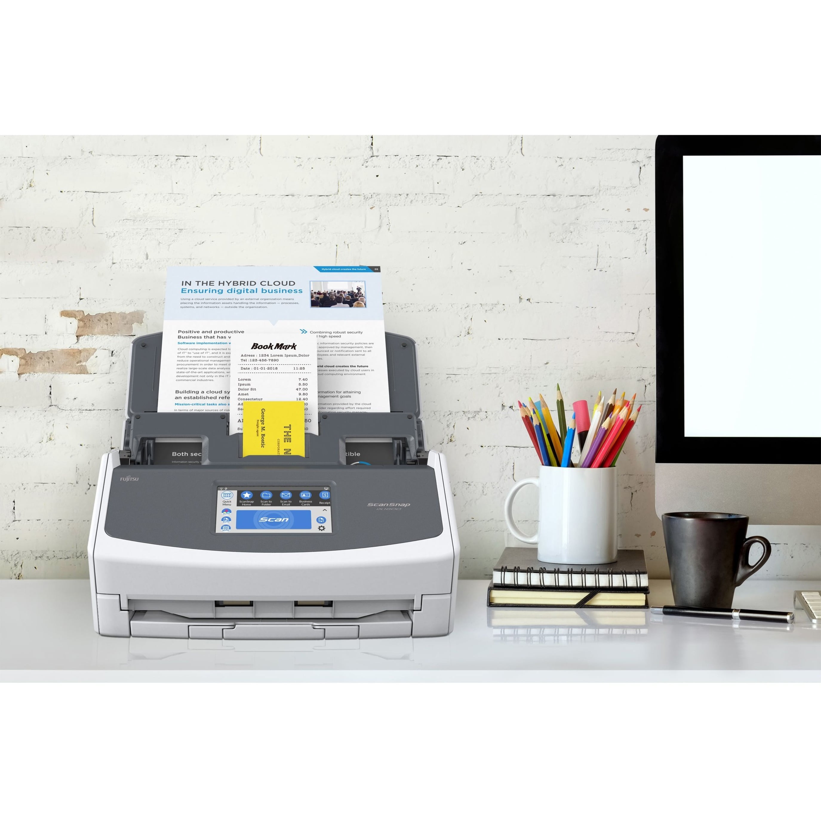 Fujitsu ScanSnap iX1600 Large Format ADF Scanner - 600 dpi