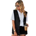 thumbnail image 3 of SWSMCLT Women's V Neck Jean Jacket Soft Sleeveless Pockets Denim Vest Jackets Tank Top Loose Fit Oversized Spring Fall Top Casual Fashion Black X-Large, 3 of 5