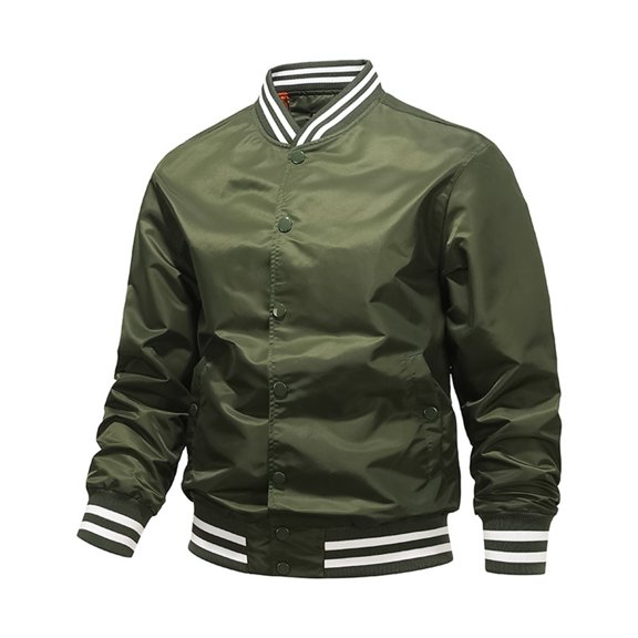 CONZONE Men's Casual Bomber Jacket Buttons Baseball Jacket for Men Lightweight Graphic Fall Streetwear Jackets With Pockets