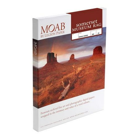 - Moab Somerset Museum Rag, White Matte Velvet Inkjet Paper, 300gsm, 13x19