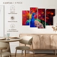 thumbnail image 4 of Elephant Stock Blue Peacock Wall Art - Horizontal Multi Panel Canvas - Living Room Wall Decor - Animal Multi Panel - Red And Orange Decor - 75" x 48", 4 of 4
