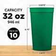 thumbnail image 5 of Plastic Stadium Cups 32 oz. Set of 10, Bulk Pack - Perfect for Summer, Sporting Events, Birthdays, Picnic, Beach, Parties - Kelly Green, 5 of 5