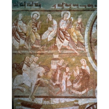 The Offering of the Magi Surmounted by a Row of Angels by artist unknown 12th century Canvas Art - (18 x 24)