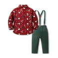 thumbnail image 5 of Toddler Boys Long Sleeve Cartoon Print T-Shirt Top with Suspenders Pants Set, Christmas Gentleman Outfit for Kids Formal Occasions, 5 of 5