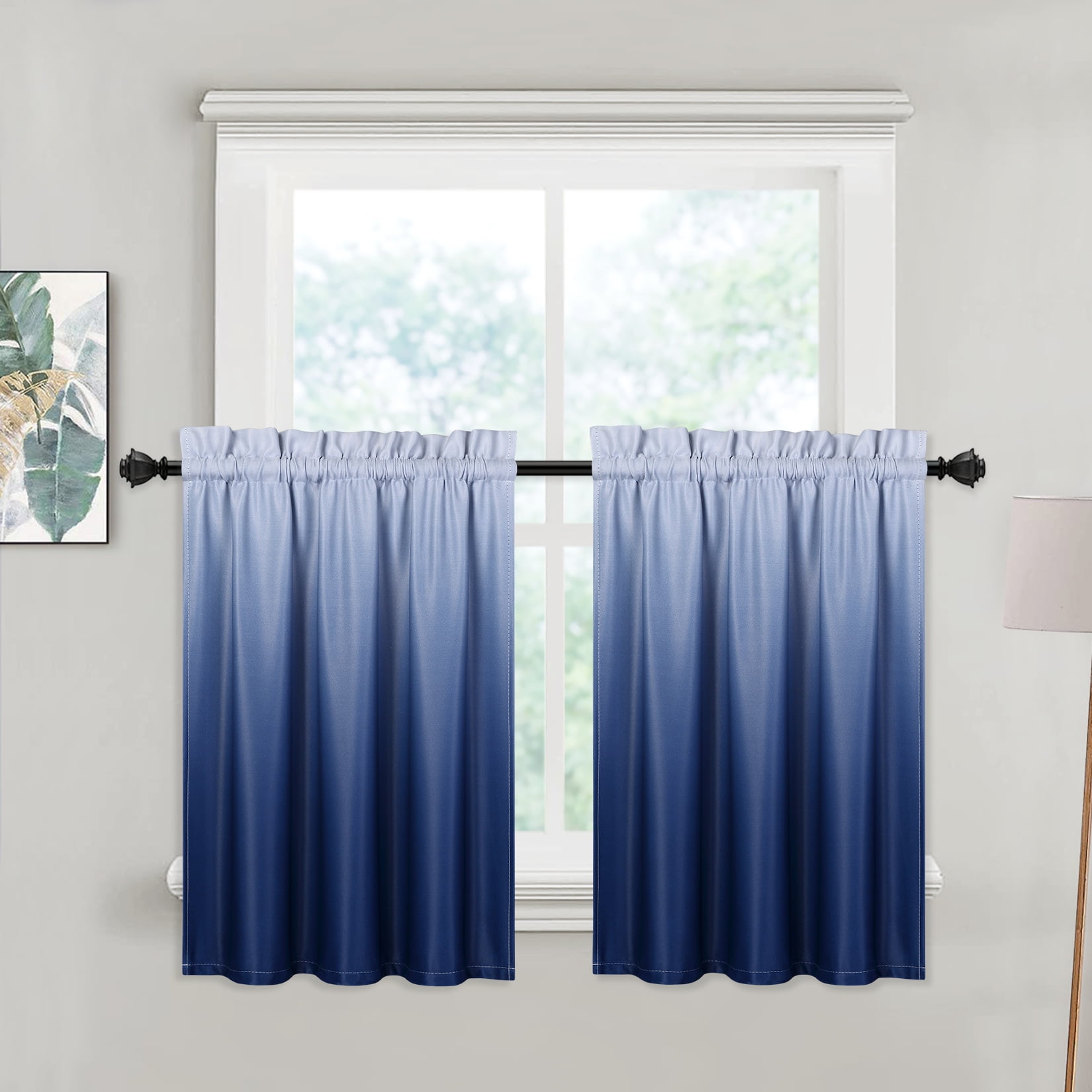 HOMERRY 30"W x 24"L Bathroom Window Curtains Short Tier Curtain for