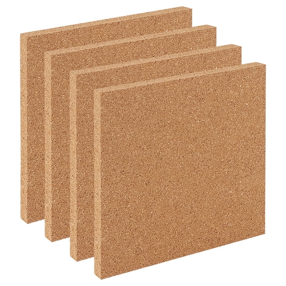 4Pcs Square Bulletin Boards 5.9x5.9 Inch Non Self-Adhesive Wood Cork Board 1cm Thick Square Message Wood Sheet Decorative Display Boards