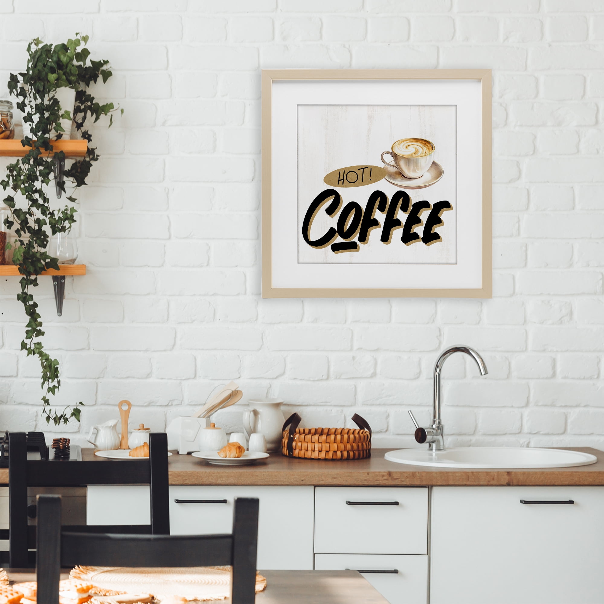 Stupell Industries Retro Fresh Hot Coffee Birch Framed Print Under Glass, design by Kim Allen