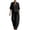 Z84 Black, variant on Linen 2 Piece Set for Women V Neck Oversized Short Sleeve Tunic Top and Wide Leg Pants with Pockets Boho Summer Casual Loungewear Matching Sets M