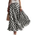 thumbnail image 3 of Maxi Skirts for Women Elastic Waist A Line Plaid Skirts Summer Casual Pleated Gingham Flowy Long Skirts, L, 3 of 7