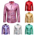 thumbnail image 4 of Mens Disco Dress Shiny Shirt Long Sleeve Casual Button Down Shirt Nightclub, 4 of 8