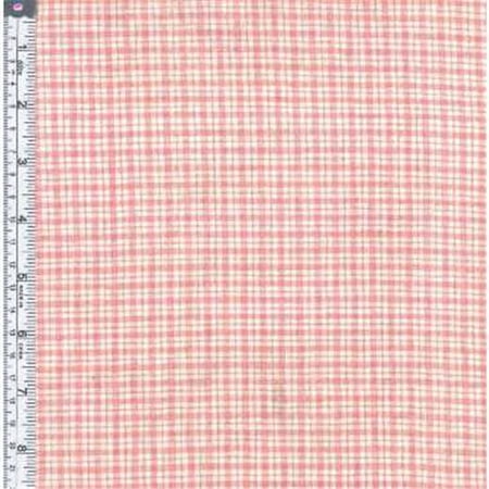 Textile Creations RW0103 Rustic Woven Fabric, Small Plaid Light Pink And White, 15 yd.