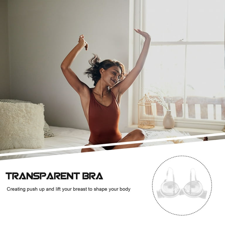 Invisible Transparent Ultra-fine Strap Plastic Bra Disposable Underwear Bra  for Ladies Women Girls (34)